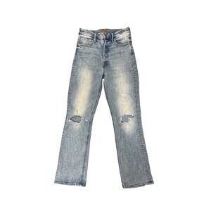 MOTHER Denim The Tripper Cut Flowers Distressed Straight Leg Light Wash Size 27